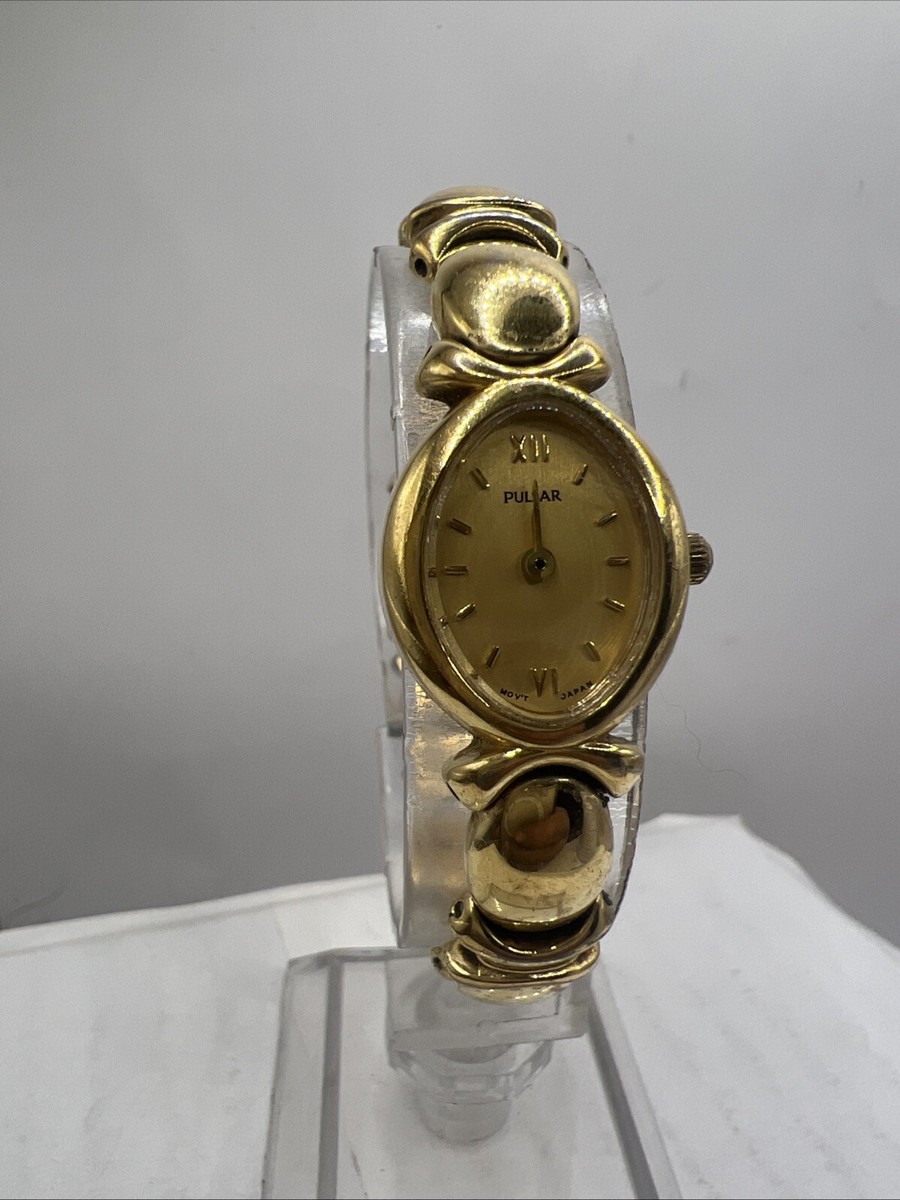 Vintage Pulsar Watch Women 16mm Gold Tone Oval Dial V810  display picture 3
