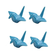 JapanBargain Set of 4 Blue Porcelain Chopstick Rest Origami Crane Shape 4815