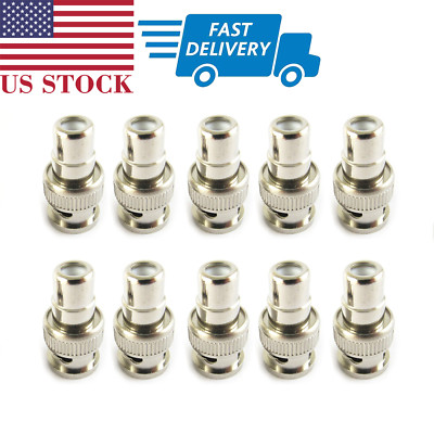 10pcs BNC Male To RCA Female Jack Straight CCTV Connector Adapter Nickel Plated