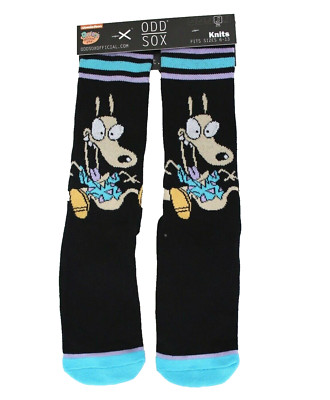 Odd Sox Nickelodeon Rocko's Modern Life Novelty Crew Socks Fits Size 6-13 Black