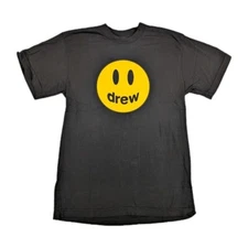 Drew House Mascot Shirt Mens Size Small Black Yellow Smiley Justin Bieber USA