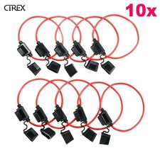 10Pcs 12V 10A Standard Blade Inline Fuse Holder with Water Proof Dustproof Cover