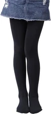 EVERSWE Girls' Winter Fleece Lined Tights, Thick 6-8 Years, Black 
