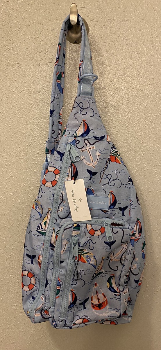 Vera Bradley Sling Backpack Lighten Up ReActive Really Regatta Blue  Nautical NWT