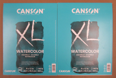 Pair of Canson Watercolor Paper Books - 9 x 12 in Sheets -60 Sheets ...