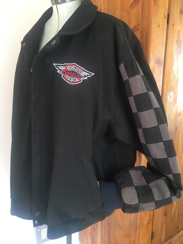 Herren Snap On Tools schwarz XL Mechaniker Racing Bomberjacke karierte Ärmel Flügel - Bild 1 von 15