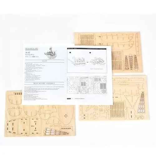 Sailing Ship 3D Wooden DIY Assembly Puzzle Toy Decoration - Picture 3 of 4