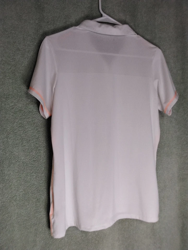 Camisa Polo Antigua Desert Dry Mujer Talla L Blanca Naranja Manga Corta Jersey Foto 4 de 4