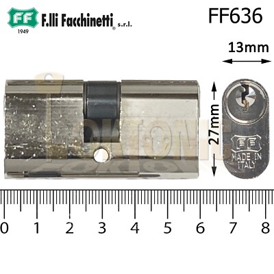 Facchinetti kleines Doppeloval 60mm poliertes Chrom Zylinderschloss Fass