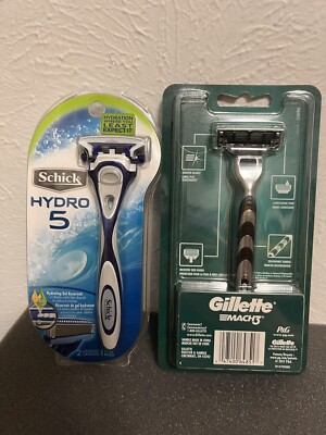 NEW (2) Men s Razors Schick Hydro 5 & Gillette Mach 3 Shaving Grooming Free Ship