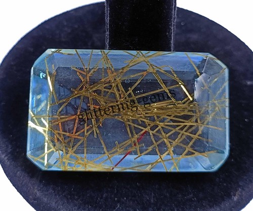 158 CT Top Quality Rutilated Quartz Bi Color Certified Emerald Cut Gemstone 24N - Picture 7 of 8