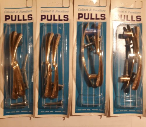 4 (Pairs) Vintage "Gold" Drawer Pulls 4" Long 3" Center W/Screws