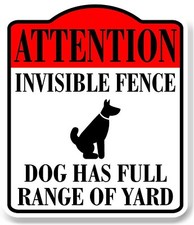 Attention Invisible Fence Dog Has Full Range Red WB Aluminum Composite Sign