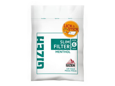 Gizeh Menthol Slim Filter Zigarettenfilter Tips je Beutel 120 Filter 6 mm