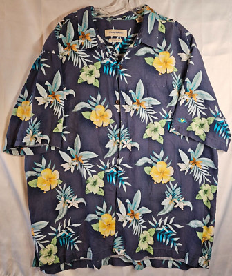 Tommy Bahama Shirt Mens 2XL 100 Silk Beach Crest Bloom Button up Short Sleeve
