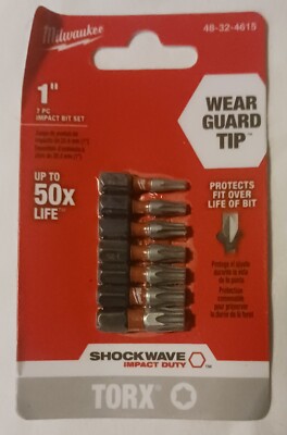 Milwaukee Tool 48-32-4615 Shockwave Torx 1” Insert Bit Set - 7Pc
