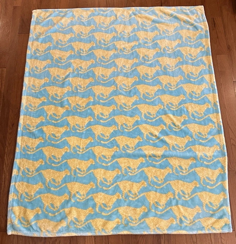 Manta Martha Stewart Capricho Gato de la Selva Guepardo Amarillo Azul Suave BONITA Foto 2 de 4