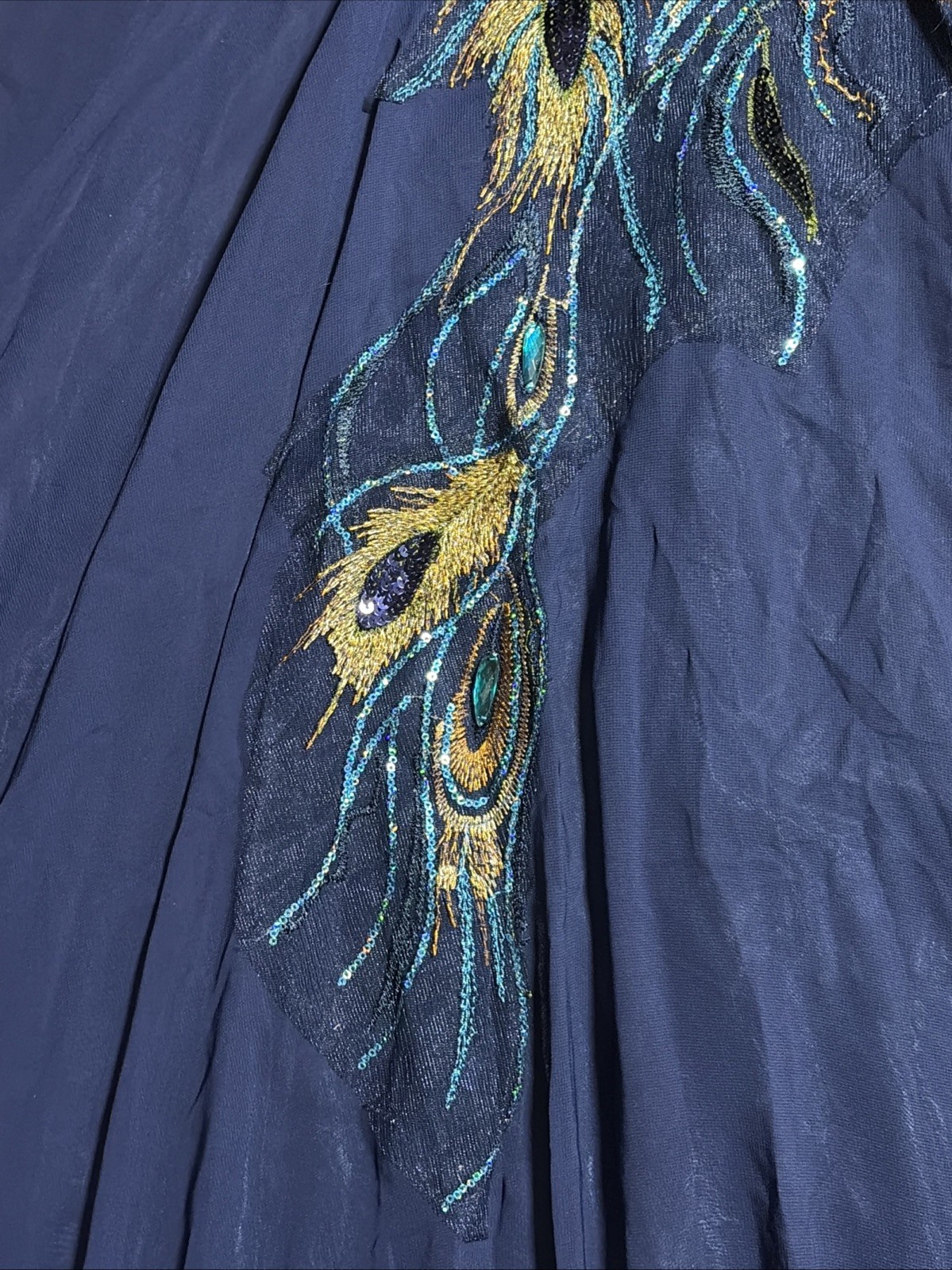 NWT Women’s 10 Grace Karin Blue Peacock Beaded Strapless Corset Dress Gown