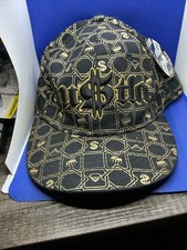 Vtg. Global Headwear Hustla Fitted Hat Size 7 5/8 Black /Gold Embroidered NWT