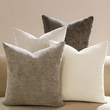 Throw Pillow Covers 18x18 Inch Pack of 4 Neutral Soft Decorative Chenille Pillow