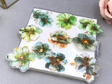 Green flower PET Stickers Pack  flower gold foil watercolor themed PET Sticker