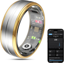 Smart Ring Health Tracker Men/Women, Silver, Size 9