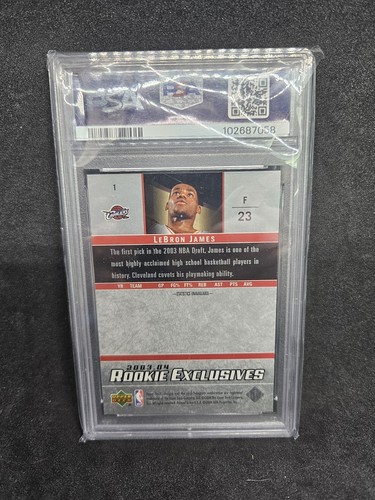 LeBron James 2003 Upper Deck #1 Rookie Exclusives RC Rookie Card - PSA 7 NM - Foto 4 di 4