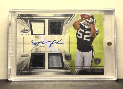2014 Topps Prime Khalil Mack Prime V Player-Work Rookie Patch Auto RPA #PV-KM