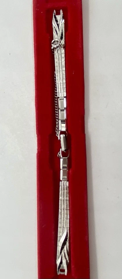 "NUEVO DE COLECCIÓN DIPLOMÁTICO Correa de reloj de lujo para damas Anillo de plata Extremo Cadena de seguridad 5-3/4""L" Foto 3 de 4