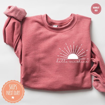 Hello Sunshine Sweatshirt Beachy Summer Vacation Crewneck Top Gift