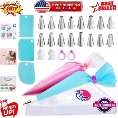 Elevate Your Baking: 124-Pcs Piping Bag Set with Reusable Pastry Bags & Scrapers