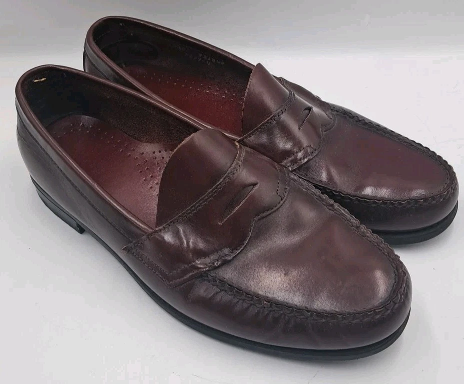 Mocasines Dexter Penny De colección Para Hombre 10.5 Cuero Marrón Sangre de Buey Sin Cordones Hechos en EE. UU. Foto 3 de 4