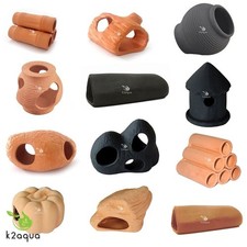 Ceramic Ornaments Aquarium Fish Terracota Pipe Caves Cichlid Pleco Shrimp K2AQUA