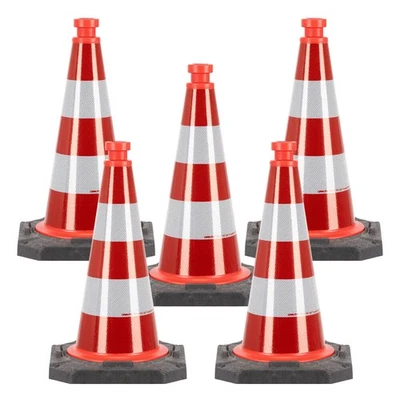 TMS PRO SHOP BIGPACK 5 x StVO Leitkegel RA2, BASt, Farbe: reflektierend rot/weiß, Höhe: 50 cm