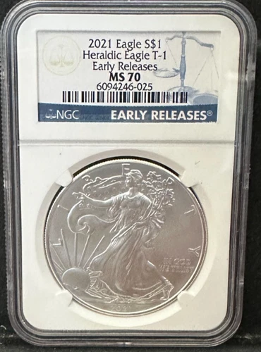 2021 Type 1 AMERICAN SILVER EAGLE NGC MS 70 Early Releases