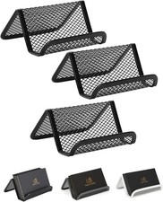 Metal Mesh Business Card Holder For Desk Office Black 3 Pack Business Card Stand