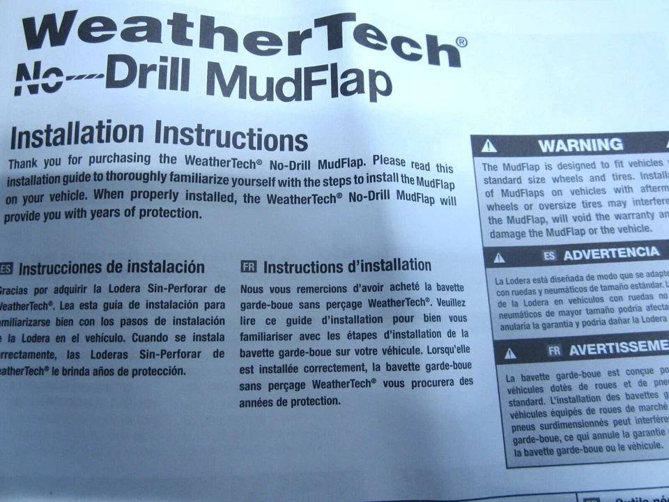 JUEGO DE PROTECTORES CONTRA SALPICADURAS CHEVROLET SILVERADO 1500 - 3500 NEW WEATHER TECH F & R #3A-2 Foto 2 de 4