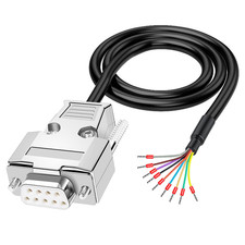 DB9 Solderless Breakout Connector With 5Ft 24AWG Cable Metal Shell RS232 D-SUB