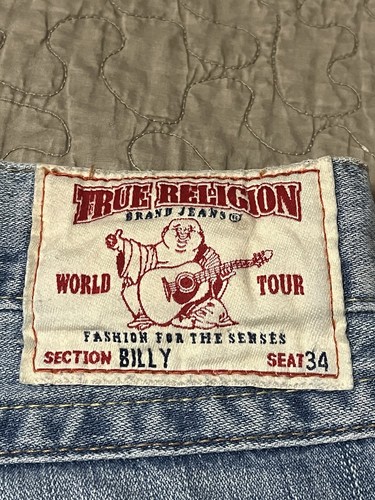 Pantalones Cortos Vaqueros True Religion Billy Denim Talla 38 Buda Bordados Logotipos - Imagen 12 de 16