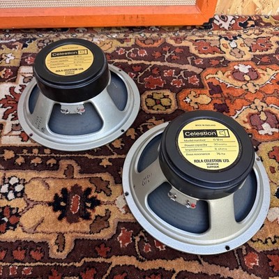 Paar 2x Vintage 1976 Celestion Blackback G12H 30 W 8 Ohm 75 hZ T1234 12'' Lautsprecher