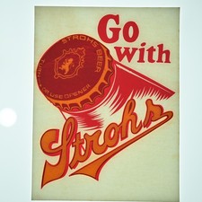 Original VINTAGE 1970s Heat Transfer  Stroh's  Iron On
