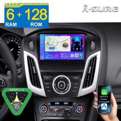6+128GB CarPlay Android 15 Autoradio WIFI GPS BT FM Für Ford Focus MK3 2012-2018