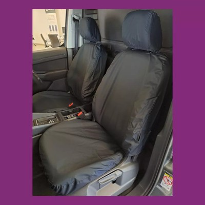 VW Volkswagen Caddy 2021+ Tailored Waterproof Front Pair Black Seat Covers