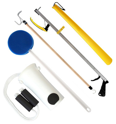 5-Piece Hip Kit with 32  Reacher, Sock Aid, Dressing Stick, Bath Sponge & Shoe H