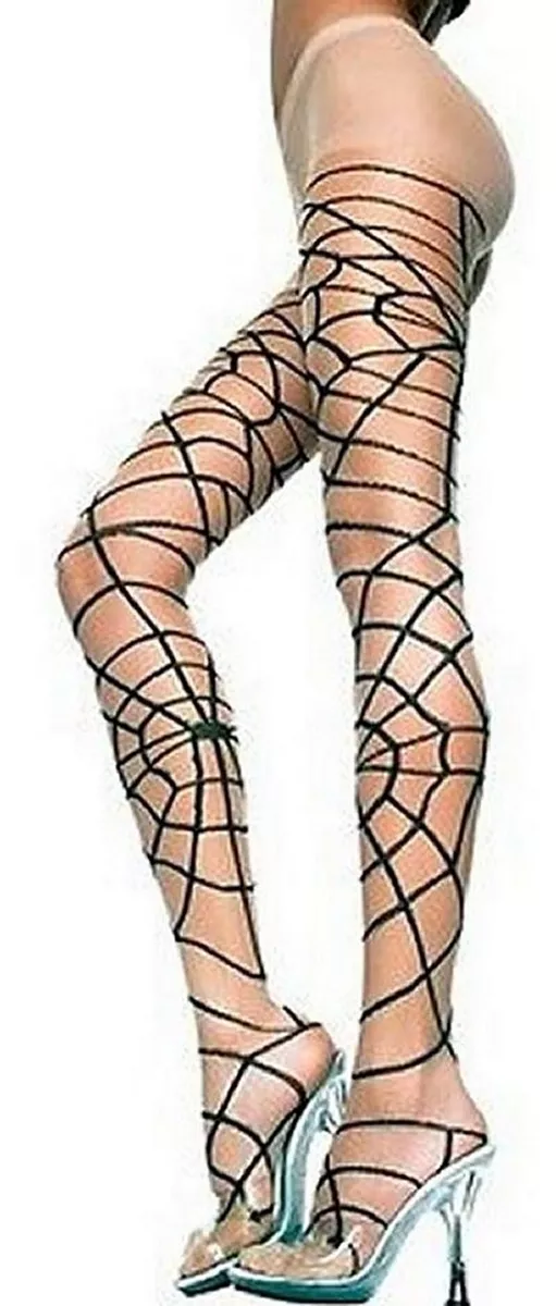Black Nude or White + Spider Web Pattern Tights Sexy Designer Lingerie  P7148