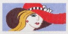 Sophisticated Lady in Red Hat handpainted Needlepoint Canvas  BR Insert by LEE