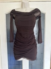 Brown Ruched  Mini Dress Size 8