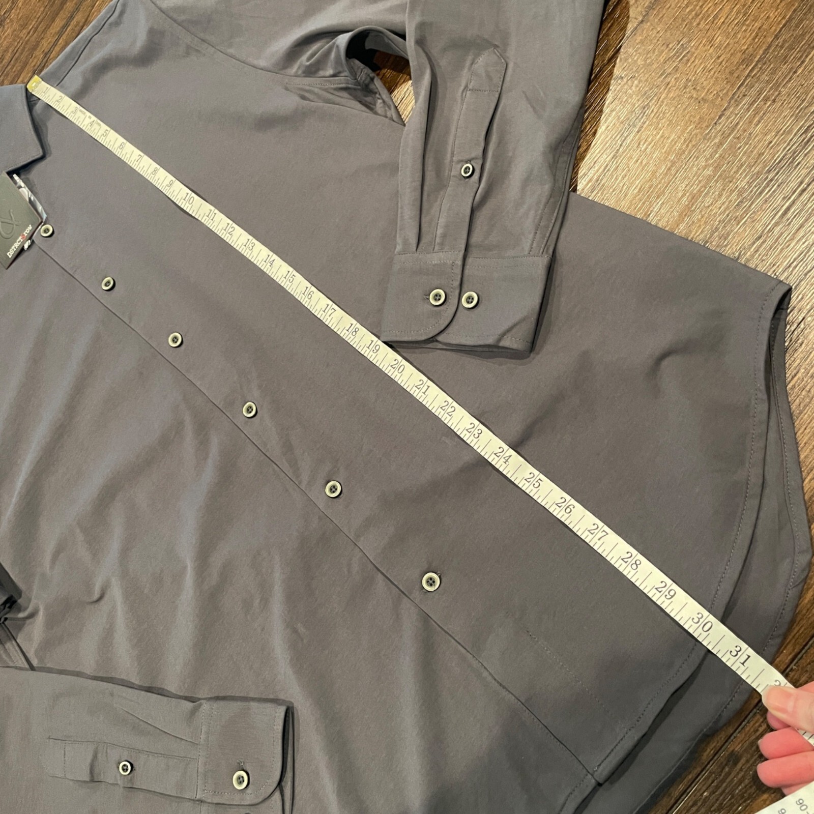 FILA Camicia elegante uomo Dstrct & Row nuova con etichetta taglia L elasticizzata grigio canna di fucile LS abbottonata