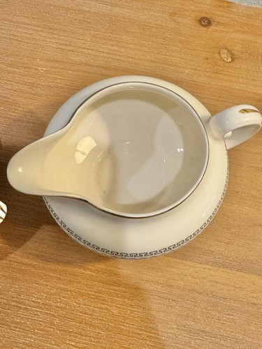 Pope Gosser China Creamer and Sugar Set Arvilla 1115 Greek Key Gold Trim Vintage - Picture 8 of 12