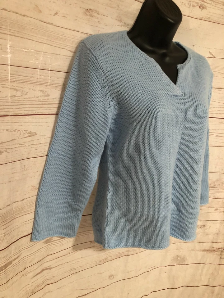 Suéter tejido para mujer Energie manga larga color azul talla L grande Foto 2 de 4